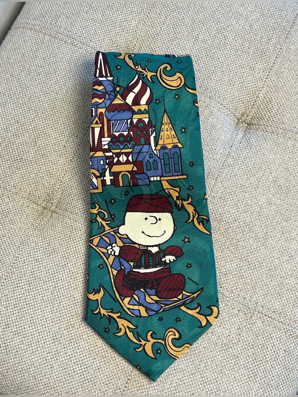 Vintage 1950s Peanuts Snoopy Necktie Charlie Brown Multicolor Conseno 58X3.75”